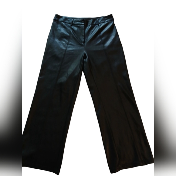 7 For All Mankind Pants - 7 For All Mankind Fall Black Leather Cropped Rocker Punk Indie Grunge Pants-S/M